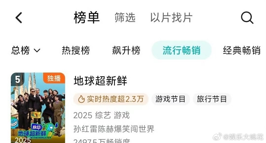 刘宇宁 龚俊 陈星旭《地球超新鲜》鹅首日拉新升至第5了！刚开播全网好评如潮，来看