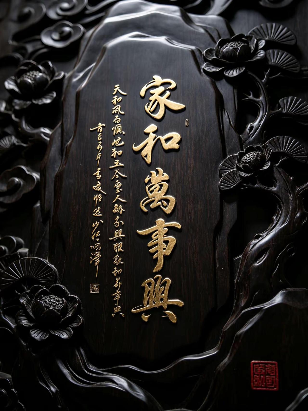 维安原创书法作品展示。AI木雕金字风