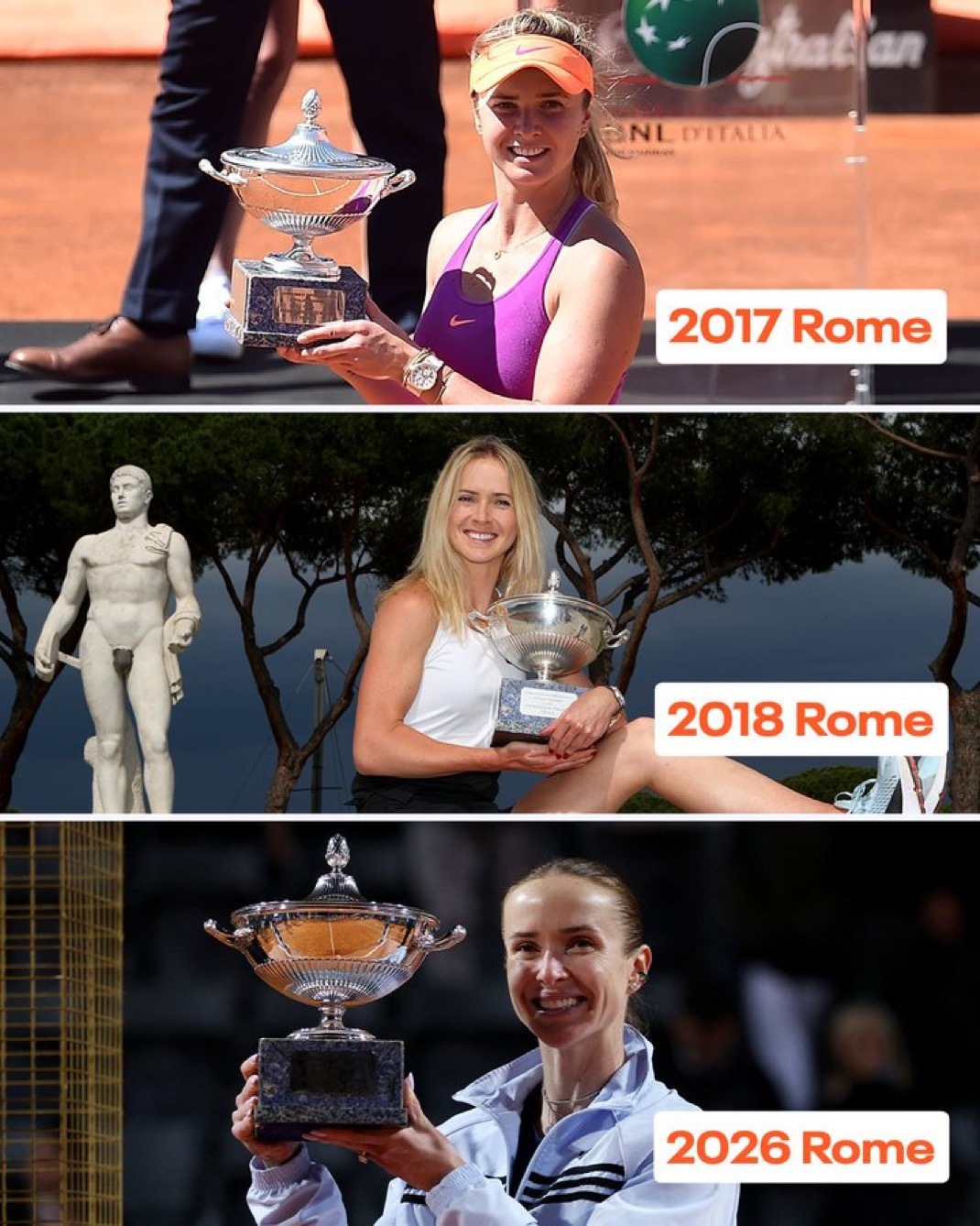 现役球员 WTA1000冠军数量排行：🇵🇱 斯瓦泰克 — 11座🇧🇾 萨