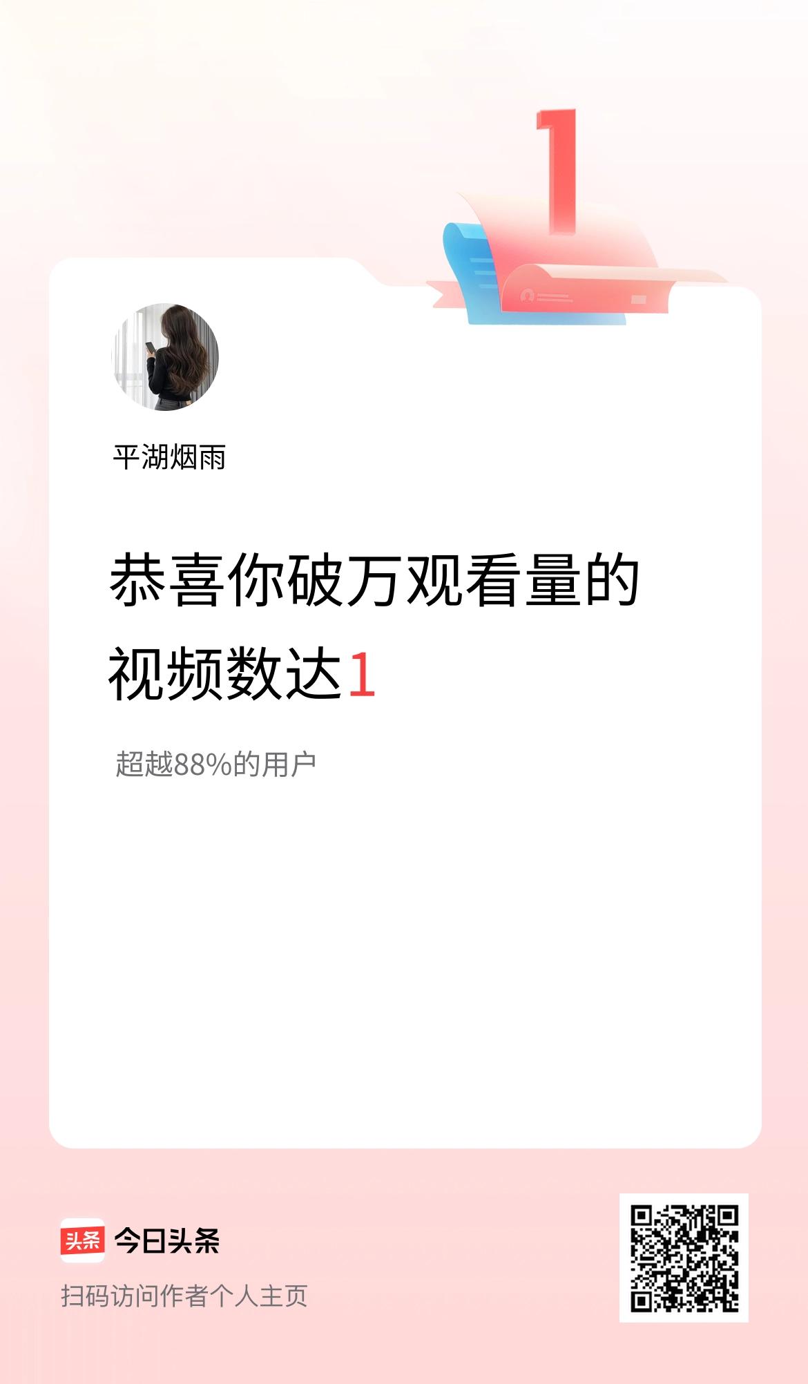 我在头条有1条视频播放量破万了！