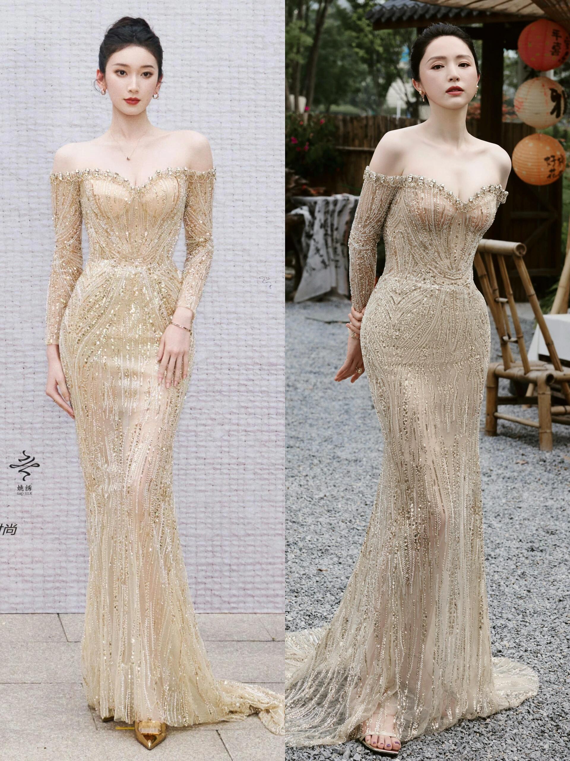 刘令姿 董璇 x 鎏金礼服撞衫✨你觉得谁更胜一筹