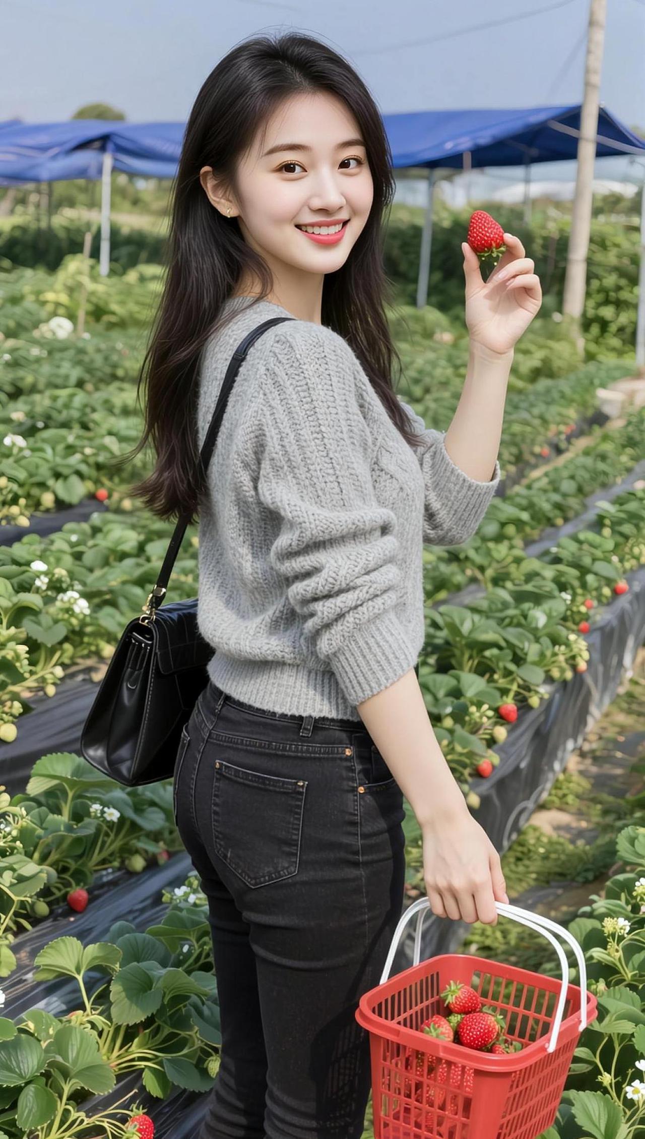 AI草莓园随拍 抖音ai创作 乡村生活