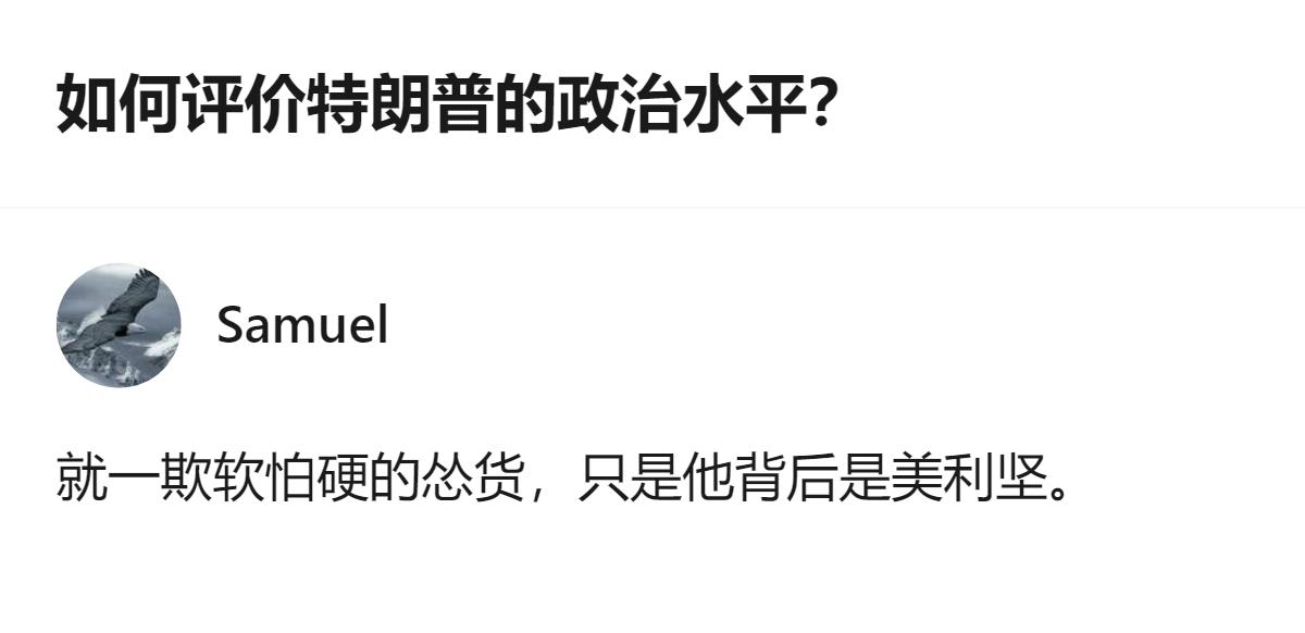 从现有信息看，这个回答把美国两党执政风格和特朗普的特点做了区分，提到特朗普执政时