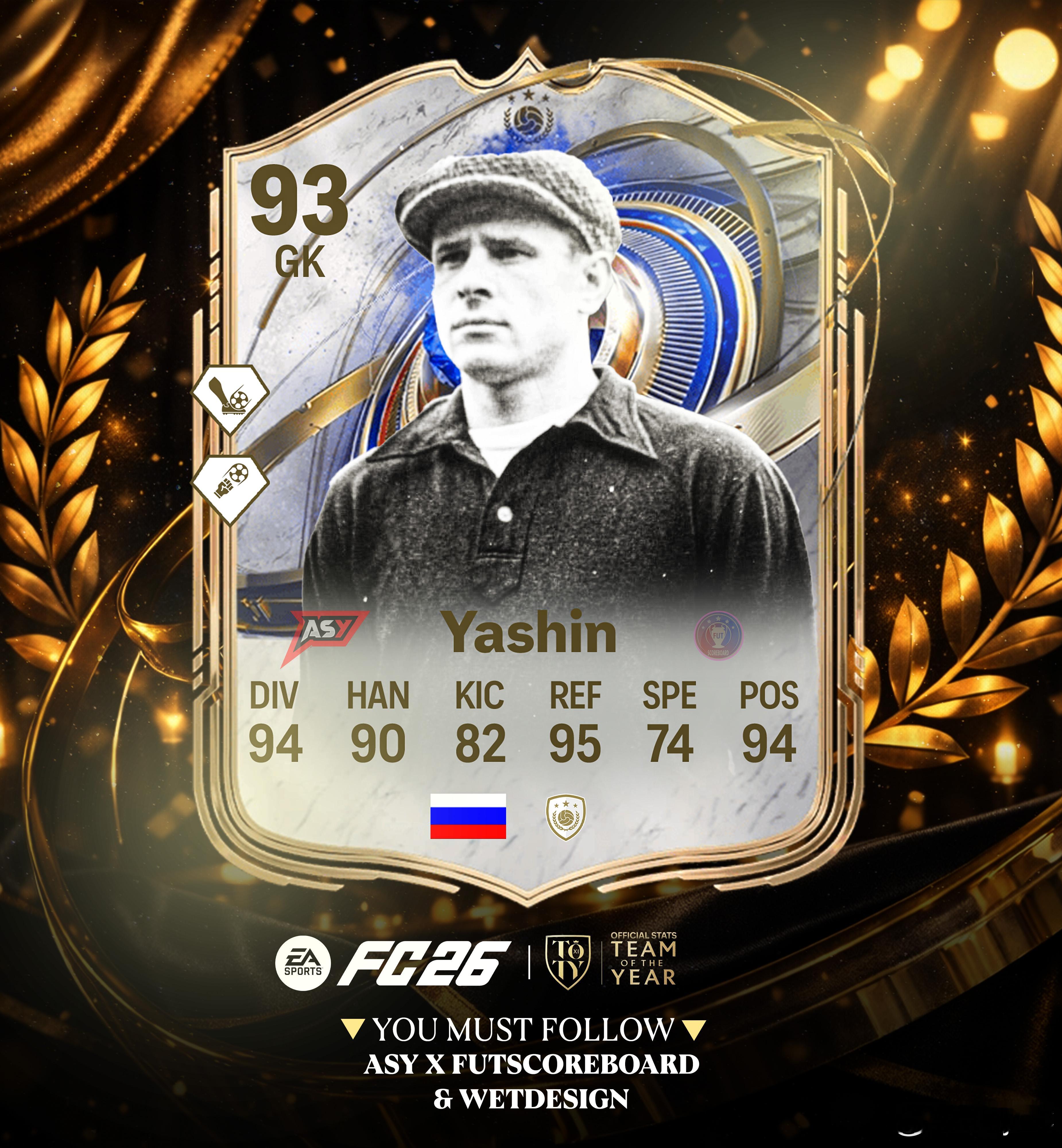 TOTY传奇雅辛的正式数据确认。FC26