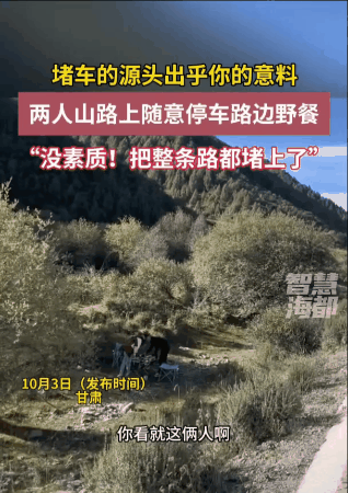 甘肃，一男子和家人去自驾游时遇到了大堵车，半天都没能移动多远，万万没想到，这造成