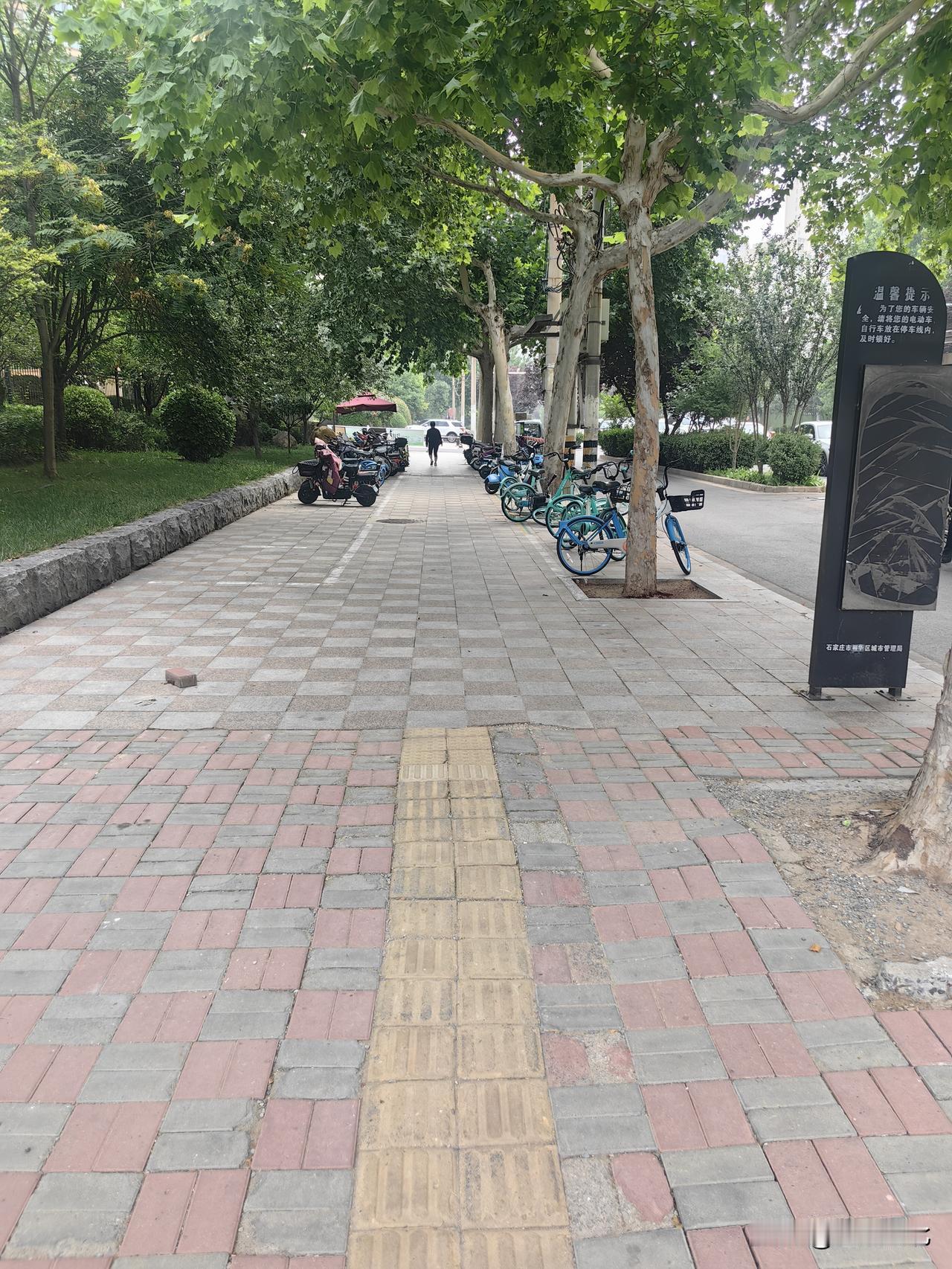 盲道依靠凸起地砖为视障人群提供路面提示，盲道中途断层会让行人瞬间失去参照；破损松