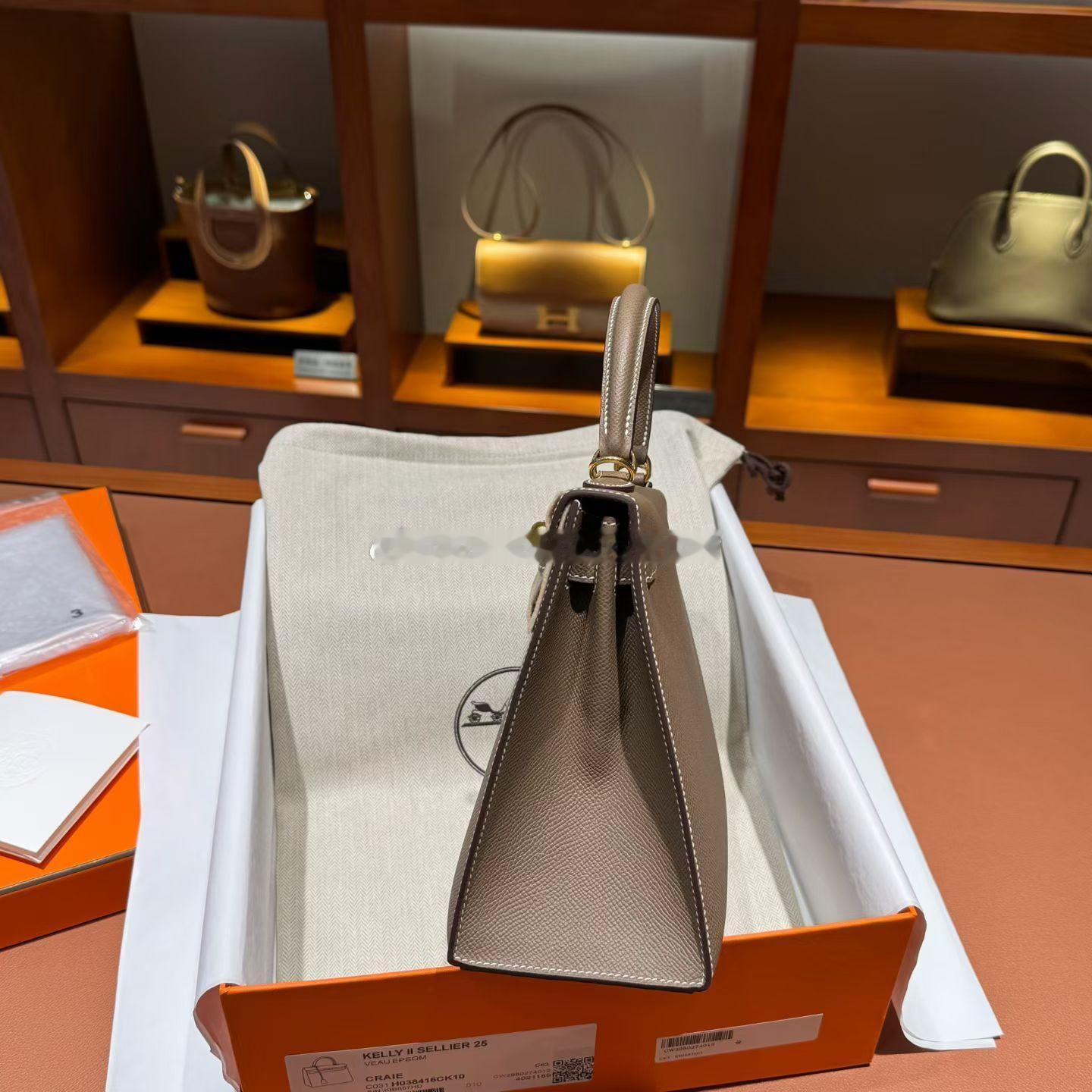 Kelly25 Epsom皮 18大象灰 金扣爱马仕hermes