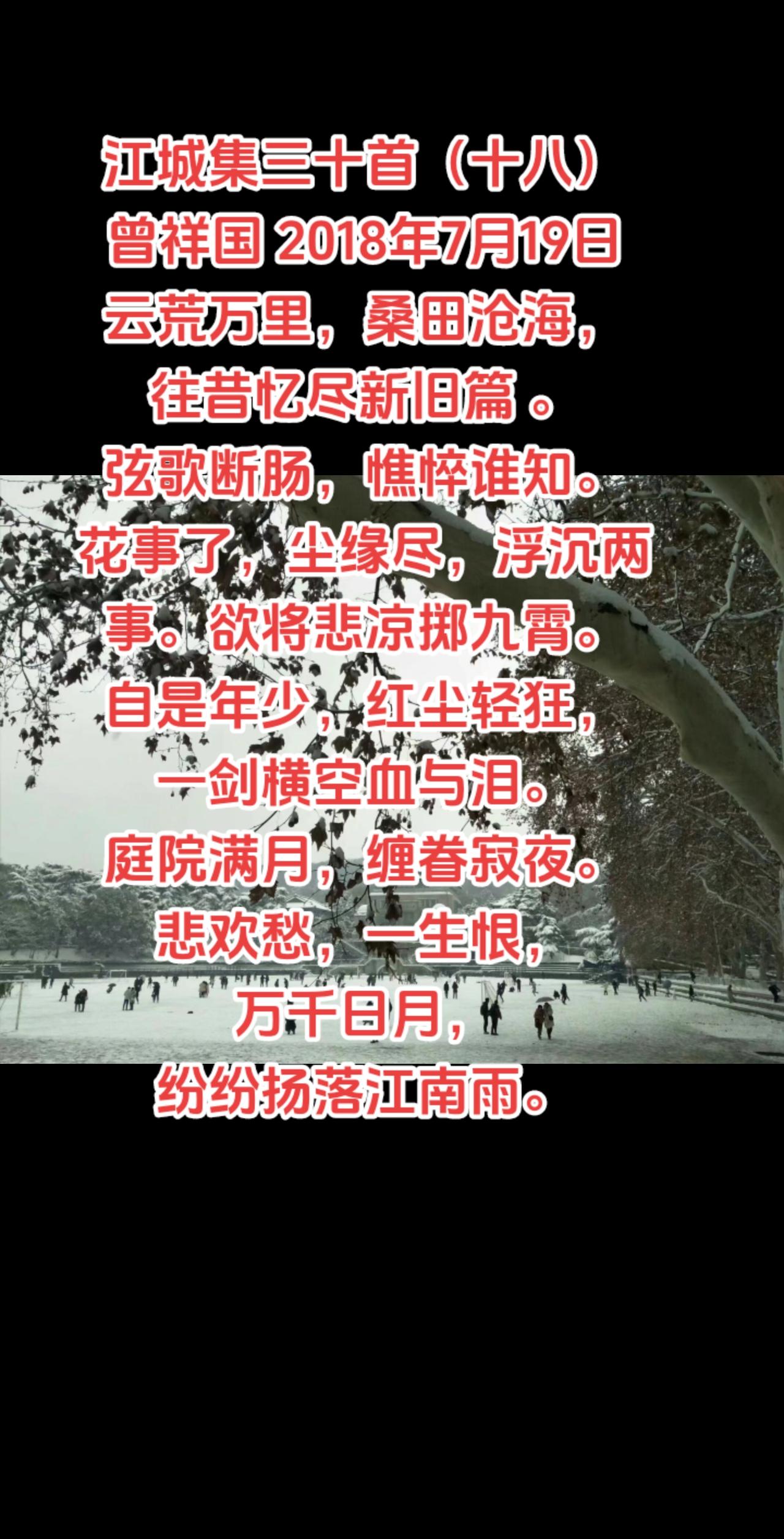 江城集三十首（十八）#写诗是一种生活 #把所有的遗憾埋在雪里 #他朝若是同淋雪此