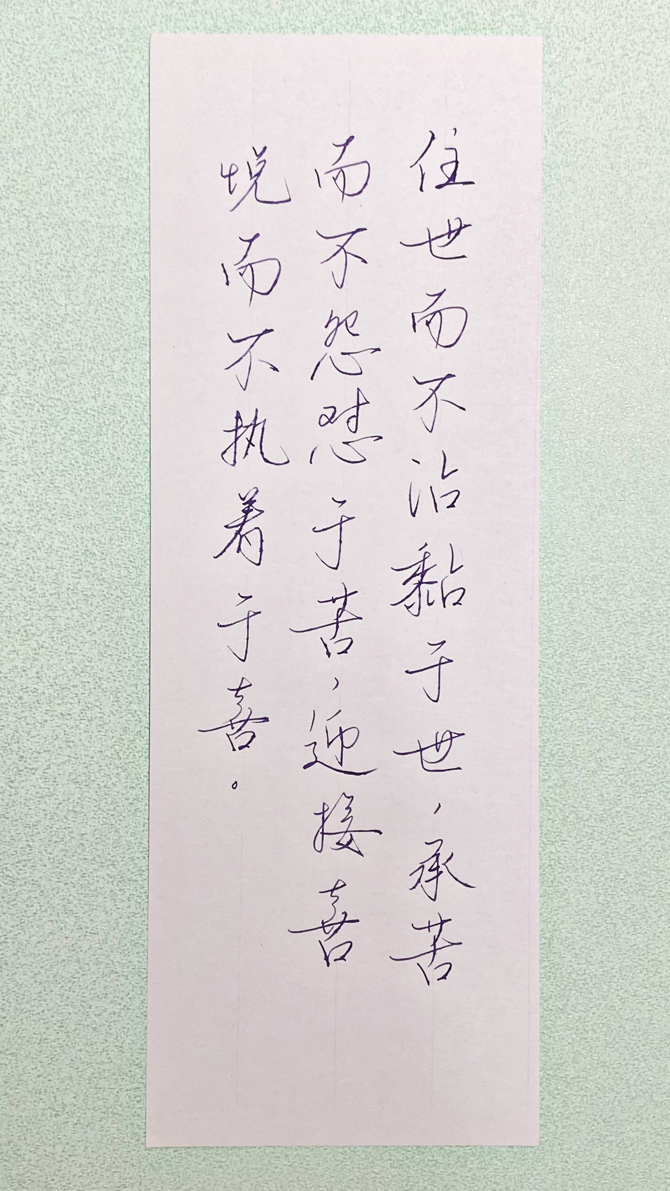 今日作业（2026.9.28）住世而不沾黏于世，承苦而不怨怼于苦，迎接喜悦而不执