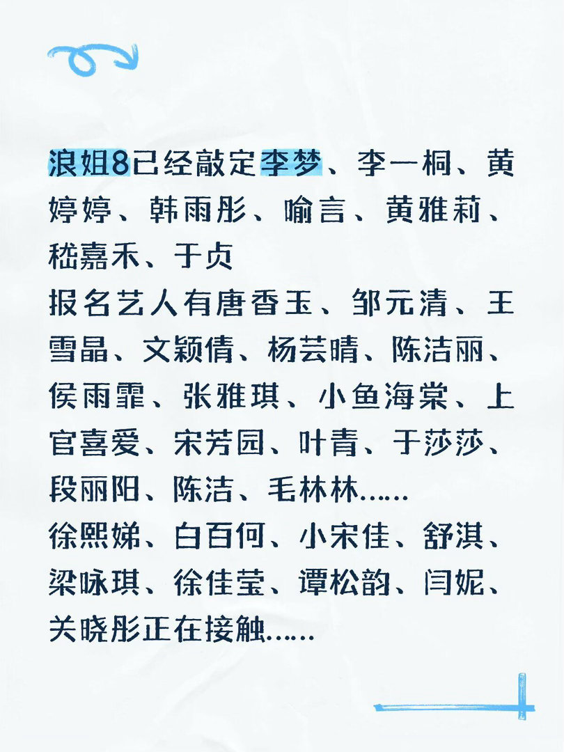 乘风2027已经开始筹备……浪姐8已经敲定李梦、李一桐、黄婷婷、韩雨彤、喻言、黄