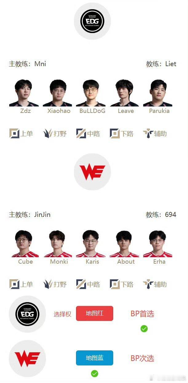 2026LPL第三赛段 7月30日首发名单 15:00 NIP vs WBG（B