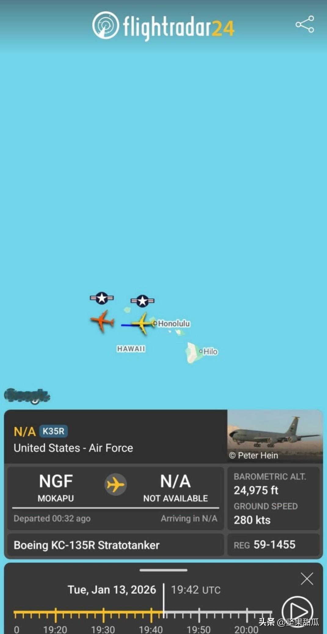 中东新局势，美国八架KC-135空中加油机降落在夏威夷，这是它们在6月袭击伊朗核