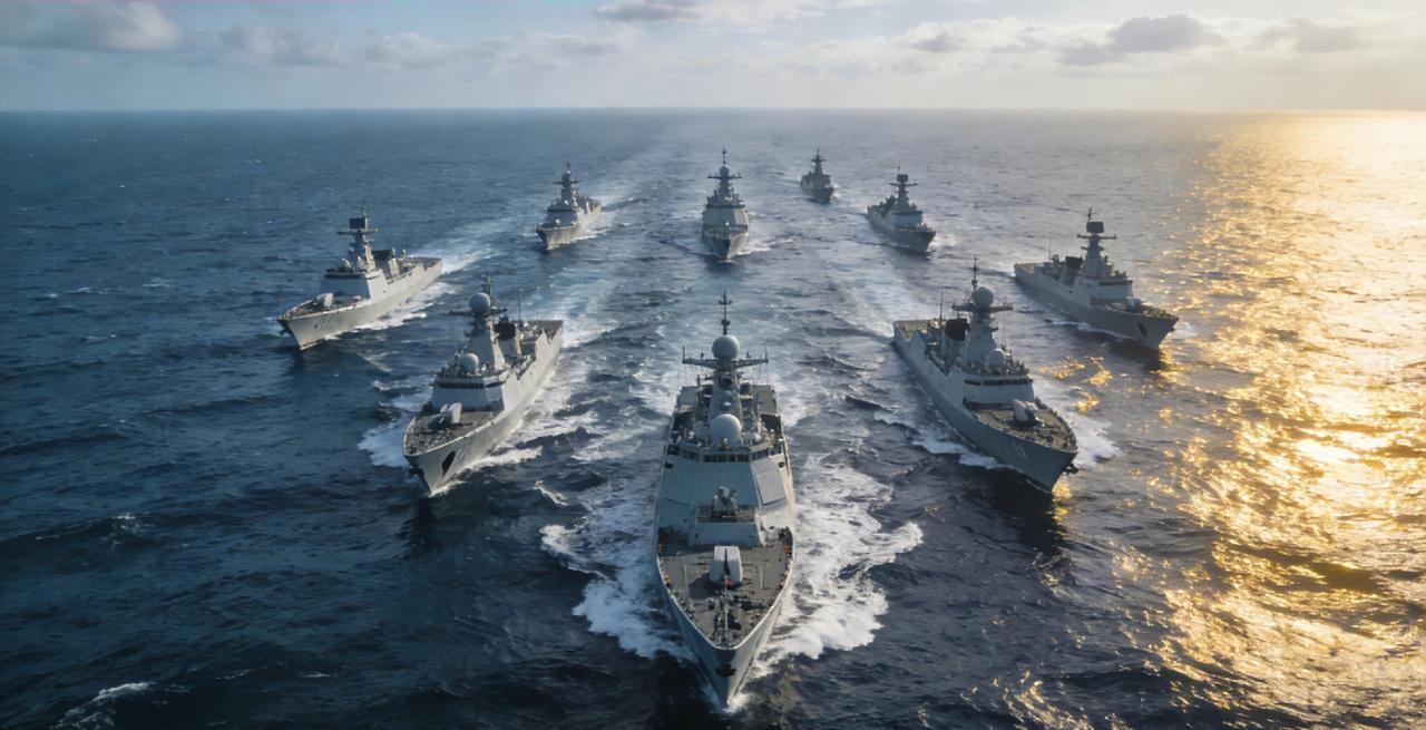 中国海军10艘“万吨大驱”硬核亮相
 
央视新闻最新官宣，我国055型万吨级驱逐