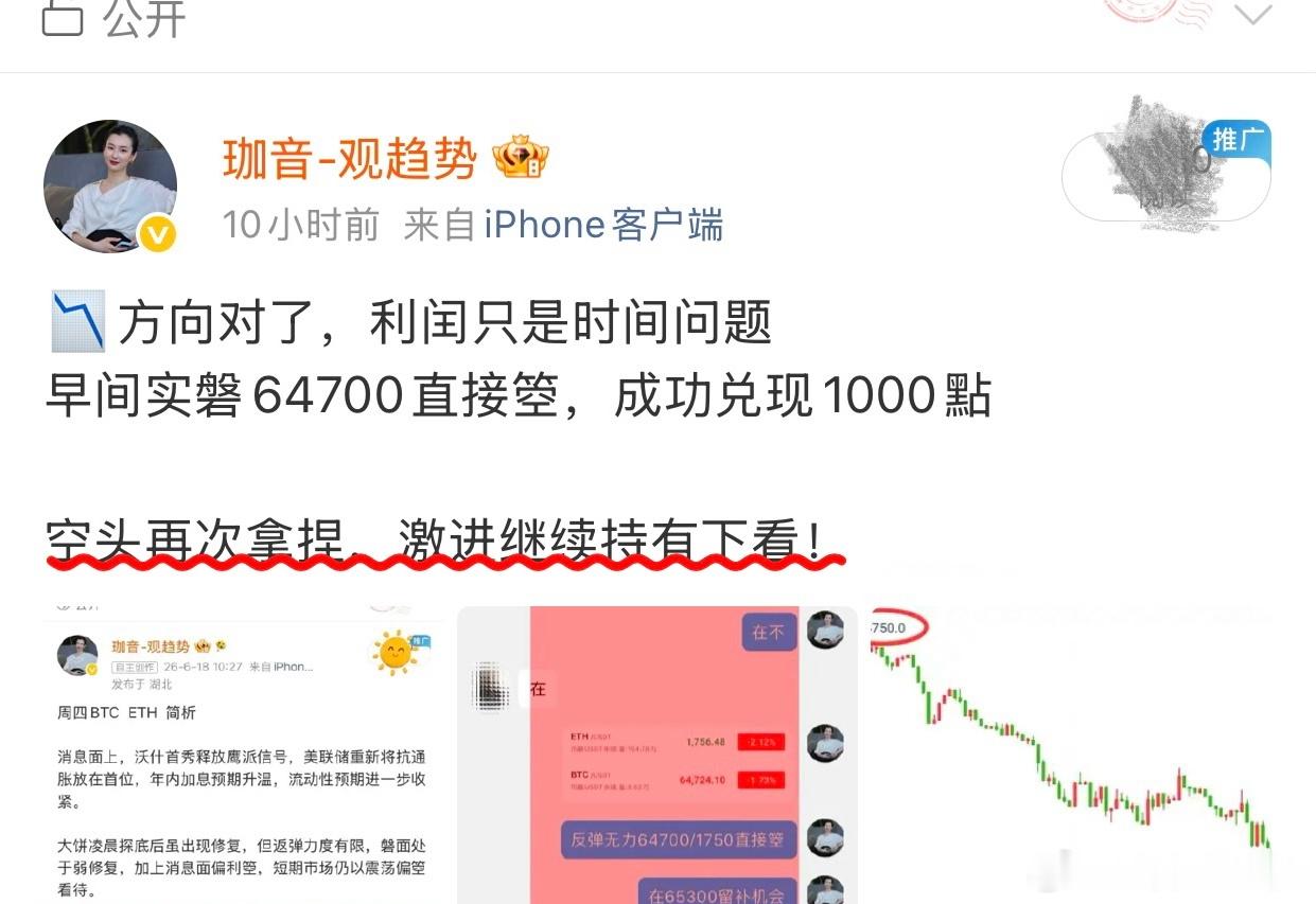 日内顶级空单再度兑现！📉大饼最低到达62700一线，拿下2000點；以太最低到