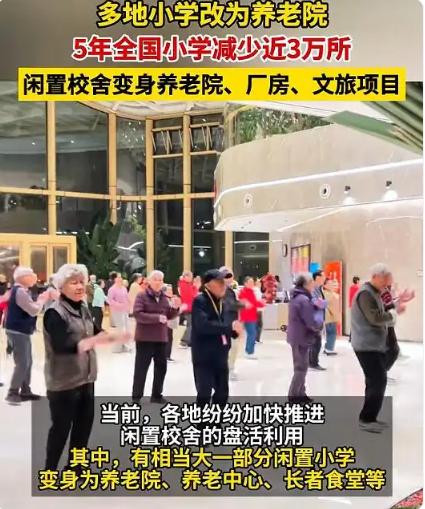 万万没想到，幼儿园、小学、中学都要过剩了。媒体报道，大量闲置小学被改成养老院、养