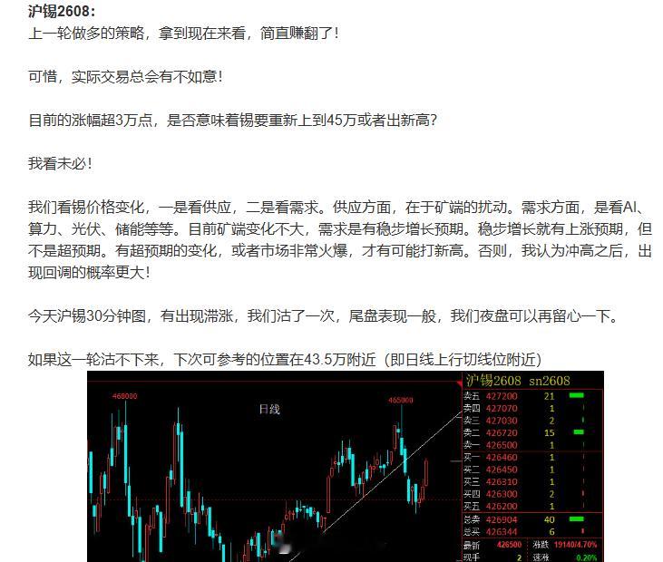 沪锡期货 真的是历时一周跌下来的！！我们是空了几天了，跌幅不大！借助昨晚美联储鹰