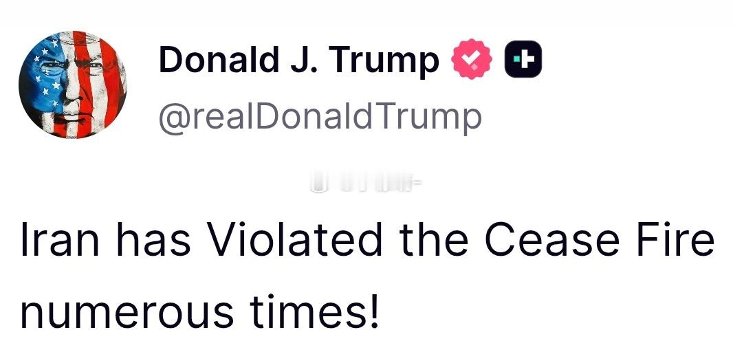 特朗普称伊朗多次违反停火协议 