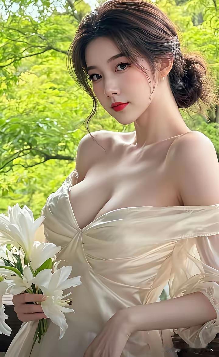 夏日清新，白裙飘飘，花束相伴，优雅动人。
哪个是你心中的女神