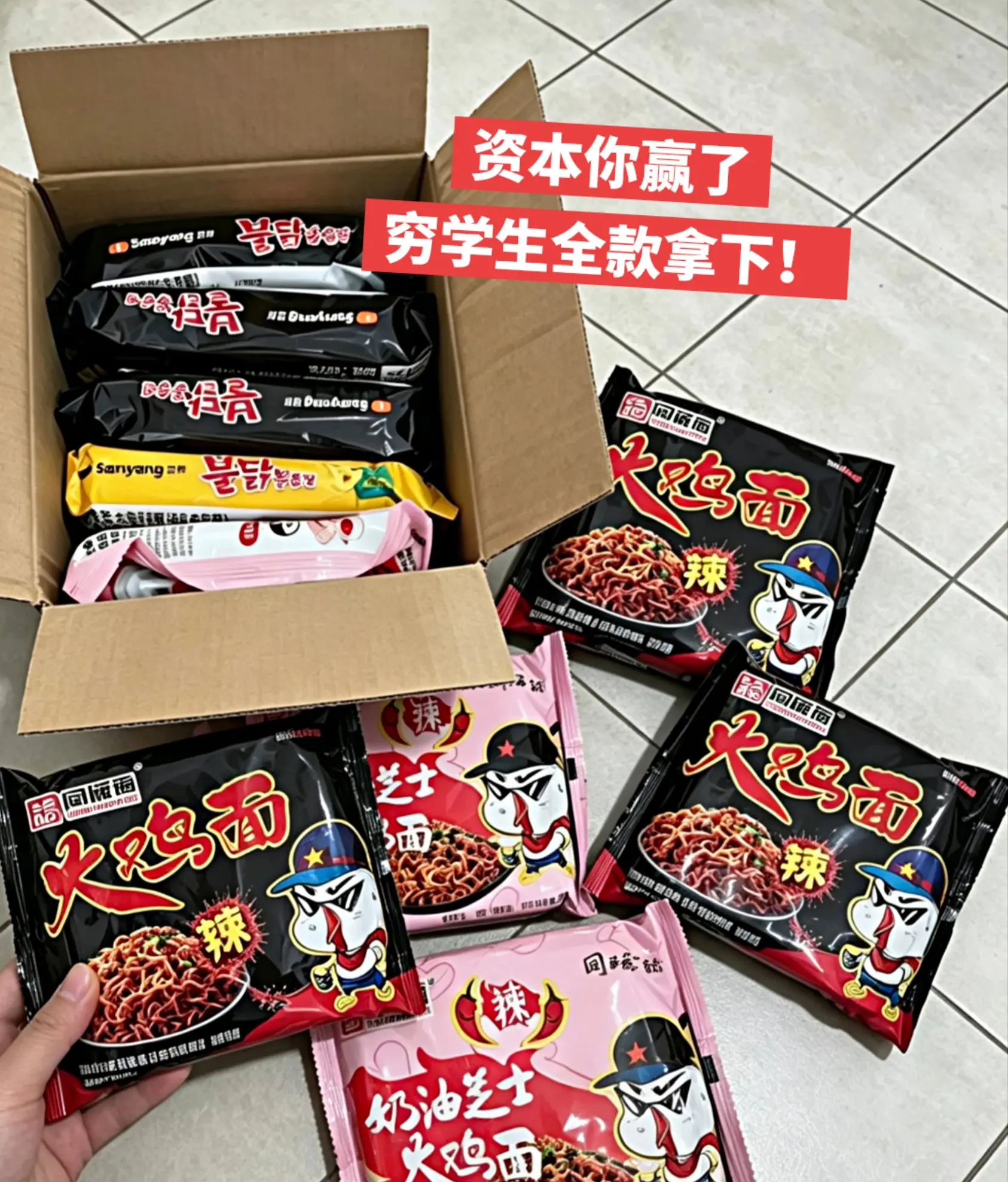 穷学生全款拿下这么多火鸡面嘻嘻嘻嘻。