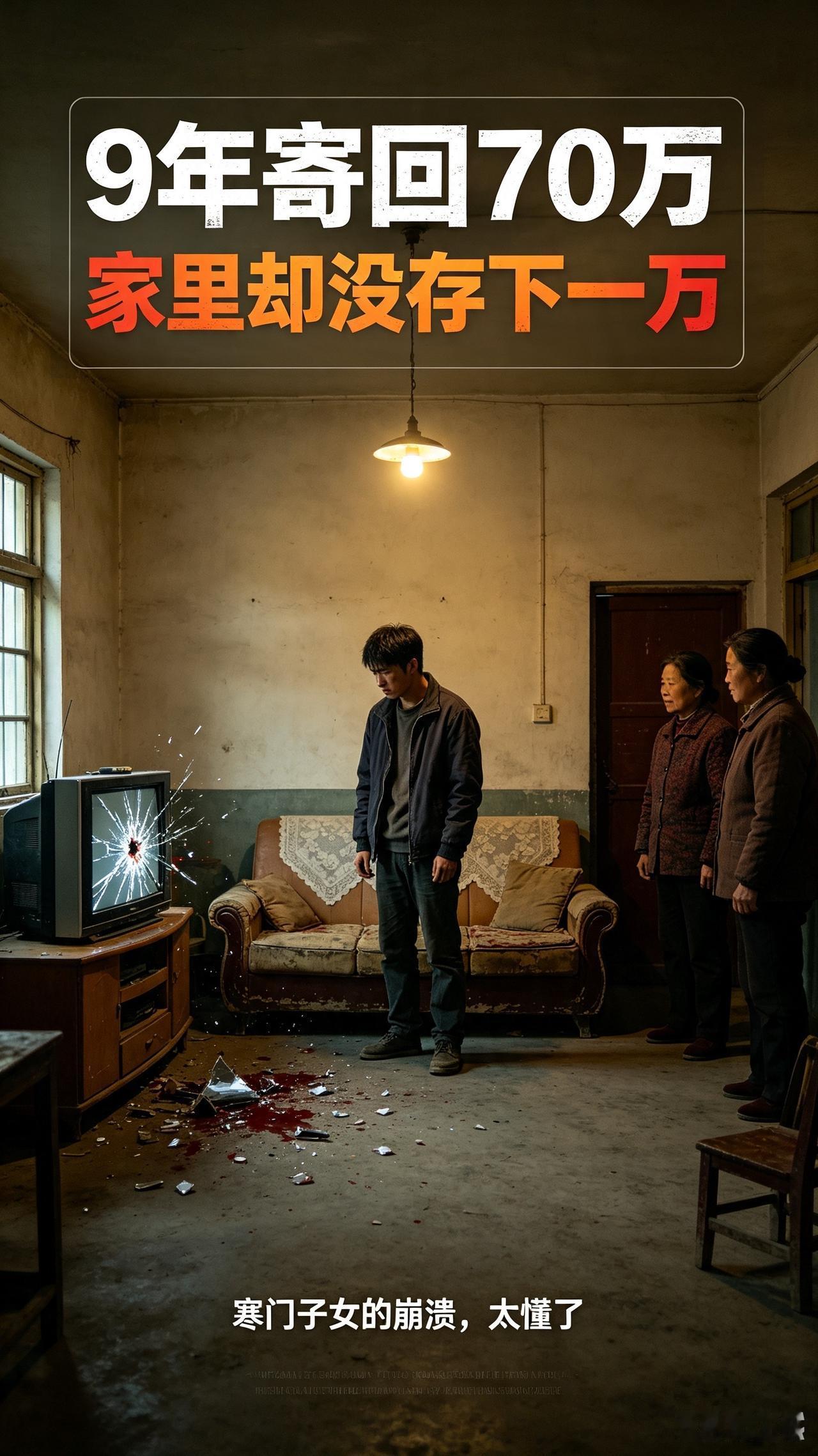 寒门研究生工作9年寄回70万，回家发现父母一分没存，砸TV后全网破防：太懂他的绝