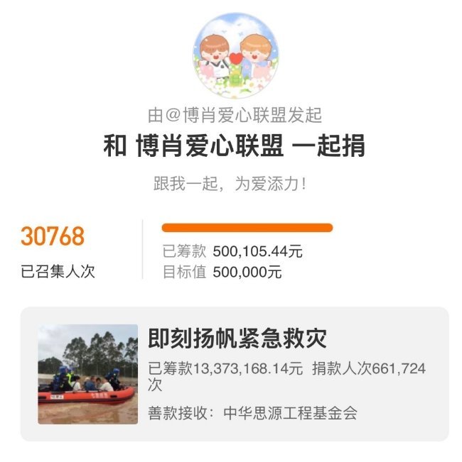 百香果牛逼不解释！33分钟捐了50w与博肖同行,为公益助力