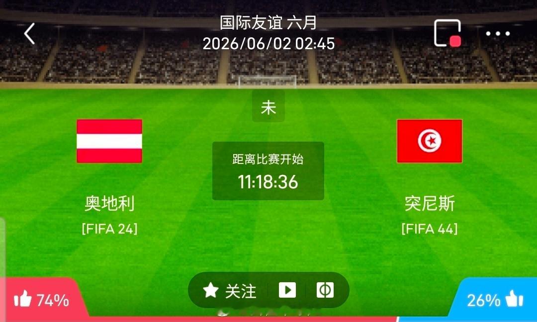 【足球】周一004国际赛方向：奥地利vs突尼斯国际赛：奥地利VS突尼斯时间：20