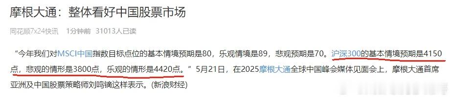 摩根大通对A股作出“精准”预测当前沪深300指数3917点，摩根大通预测大概率会