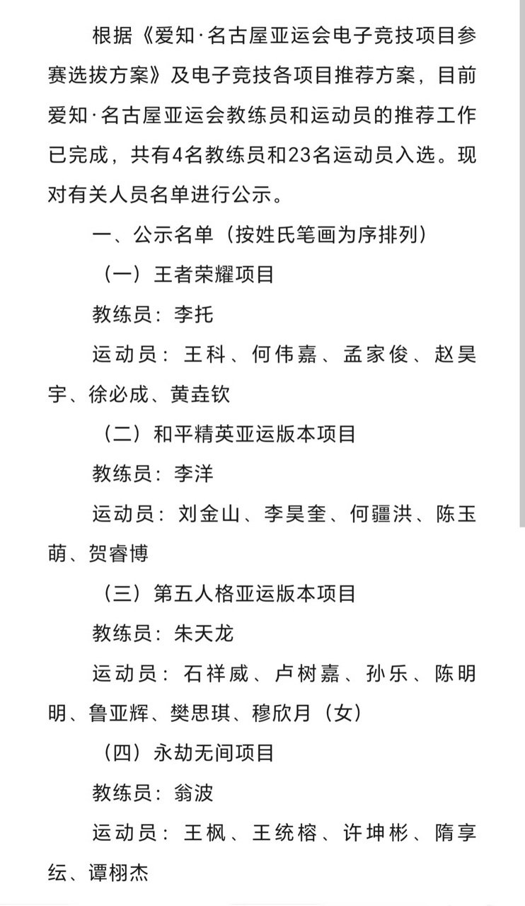 kpl亚运会六人组kpl亚运会参赛六人组对抗路:小落、无言打野：句号中路：清融射