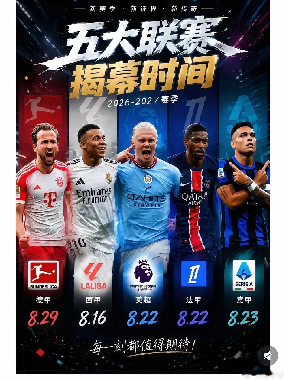 新赛季欧洲五大联赛冠军前瞻：1. 英超：阿森纳   阿森纳卫冕之势难以阻挡。曼城