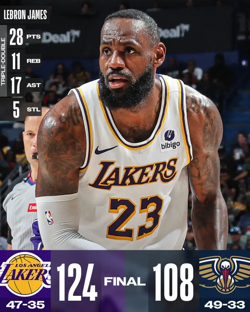 #NBA常规赛##詹姆斯生涯11000助攻##湖人客场击败鹈鹕# 4月15日 今