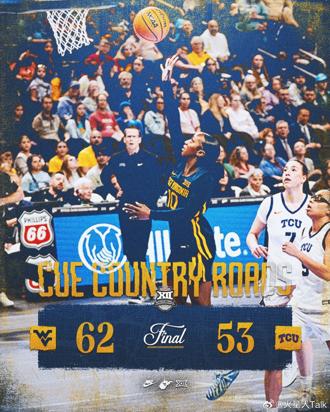 NCAA女篮 2025-2026赛季Big 12联盟锦标赛决赛西弗吉尼亚大学击败