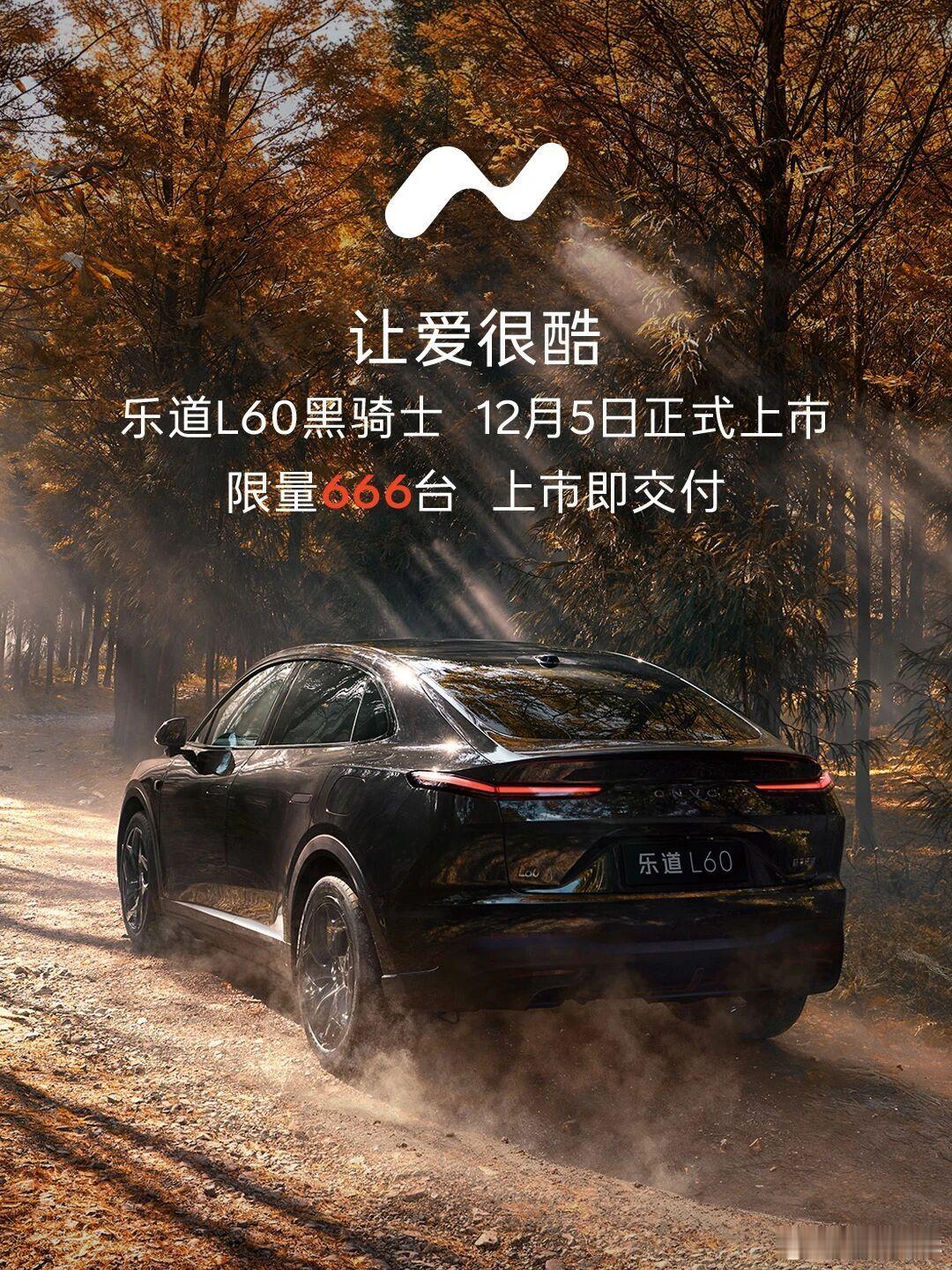 继广州车展L90的黑骑士外观后乐道L60也上新了黑骑士的外观颜色限量666台12