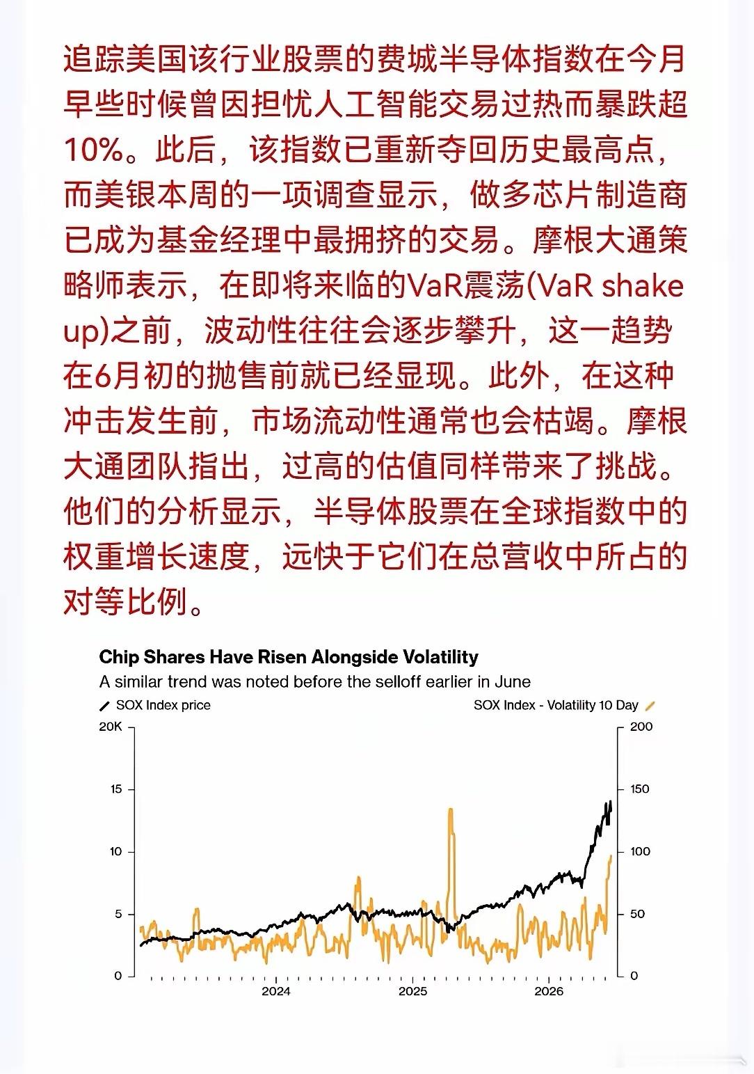 摩根大通预警美股芯片股，虚假狂欢下的泡沫危机！摩根大通明确警示美股芯片股市值存在