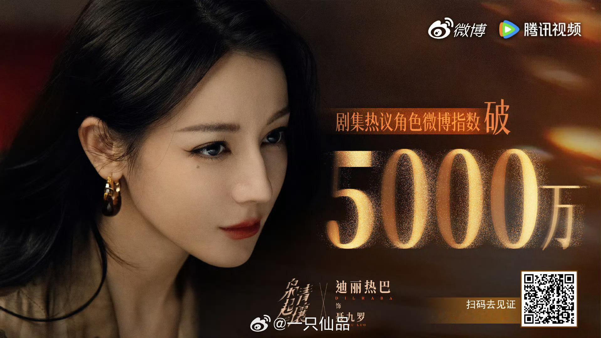 迪丽热巴剧集热议角色微博指数破5000万，《枭起青壤》站内热度破24000，成为