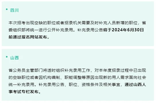 注意！4地2024省考补录公告或将发布！