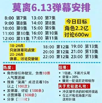 ‼️限时福利 ⏰15:00-18:00在《莫离》9-11集，发500条弹幕送价值