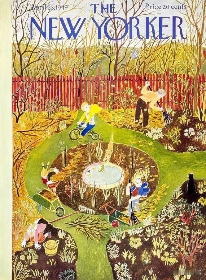 这是一张《纽约客》（The New Yorker）杂志的经典封面插画。

封面基