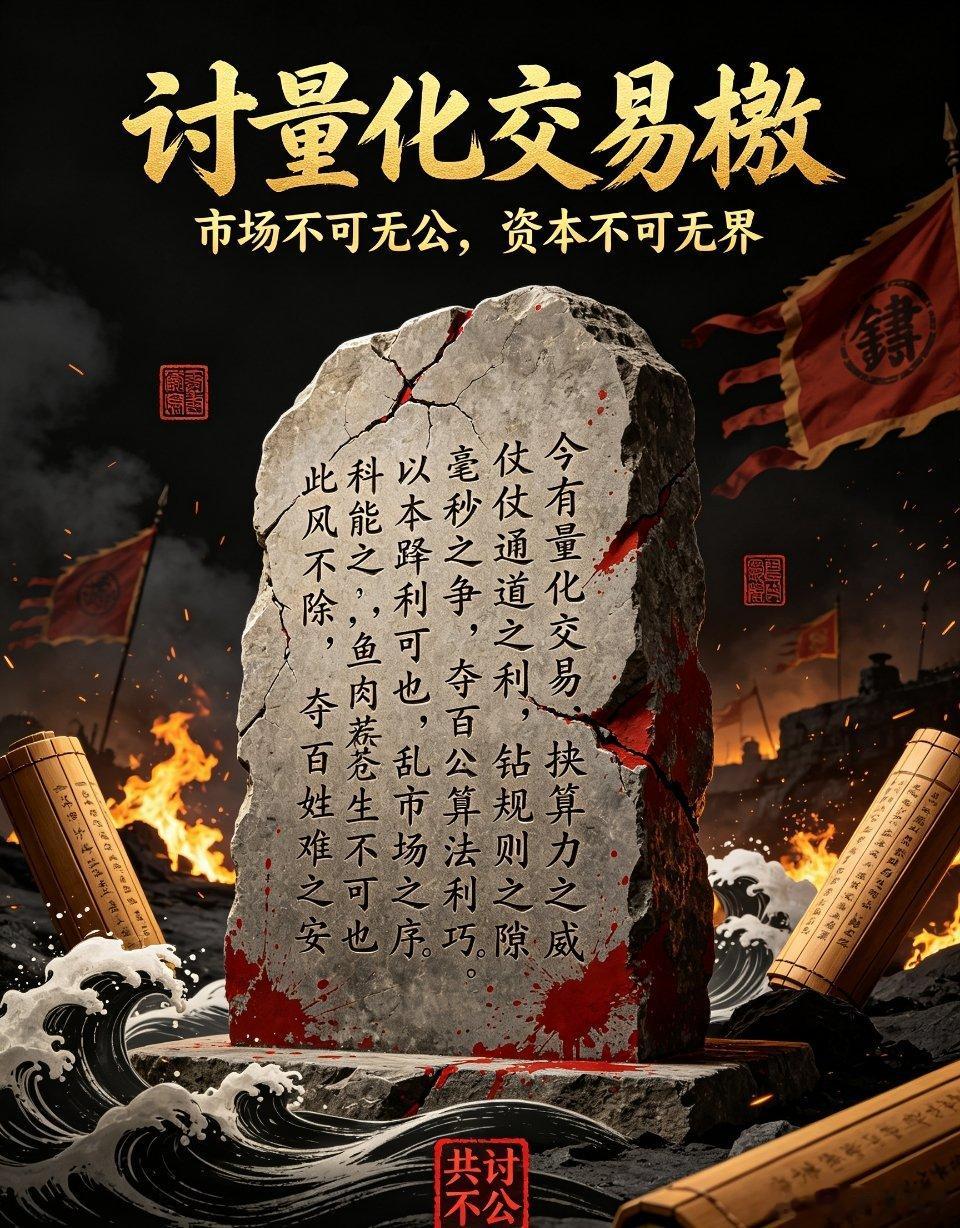 A股行情讨量化交易檄天地立心，市场立公；资本逐利，当守底线。股市之兴，本意融通资