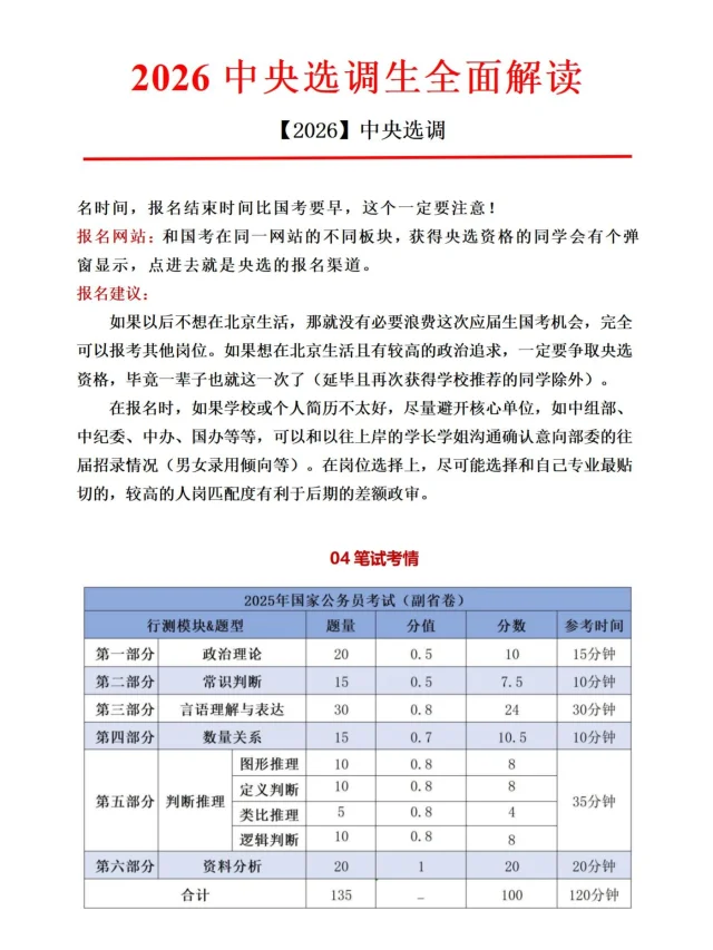 🔥2026中央选调生全面解读！