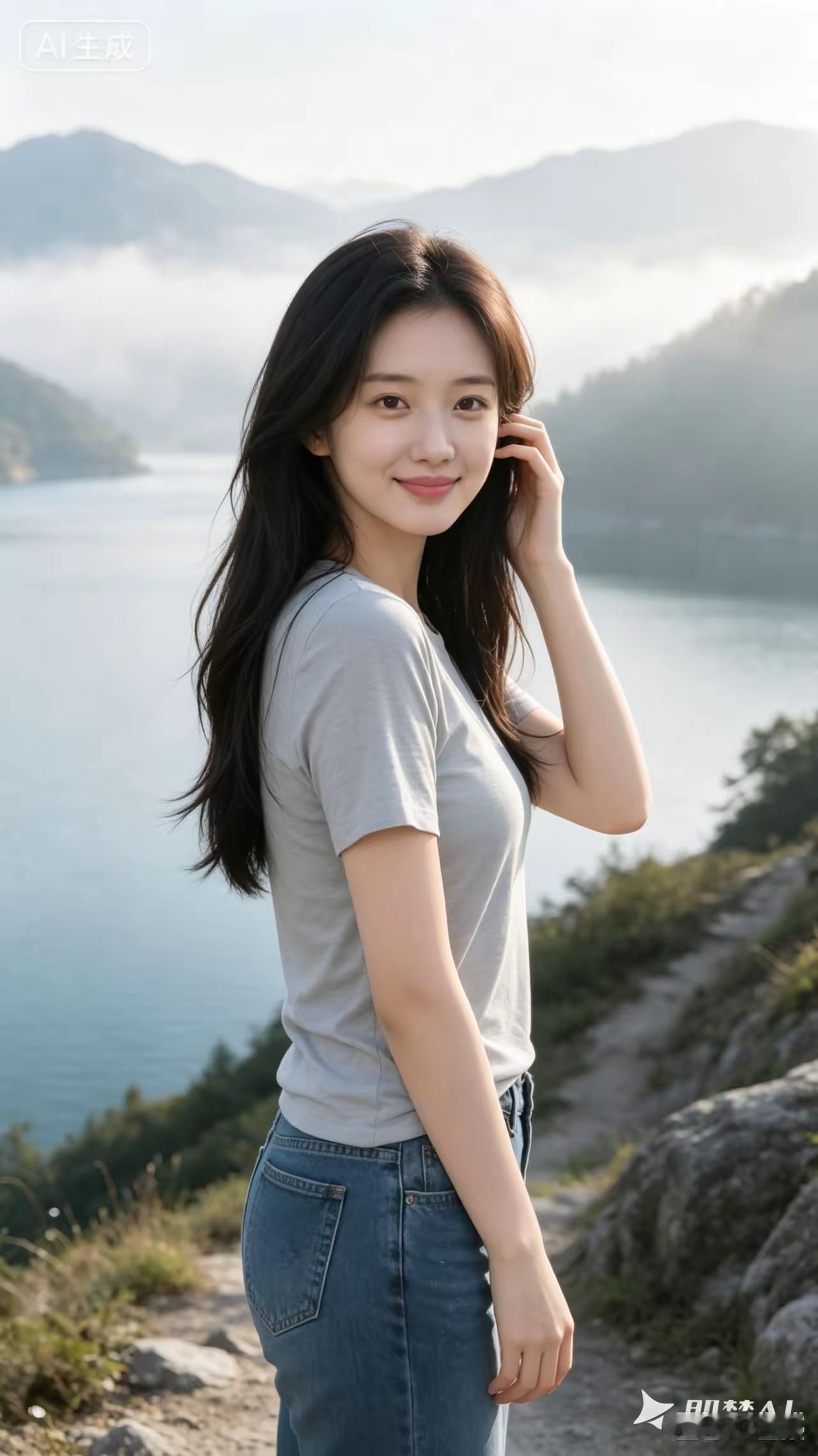 站在山上看风景，好美啊！