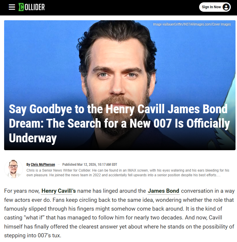 「男人节创办人」亨利·卡维尔 不会饰演新任007！亨利·卡维尔（Henry Ca