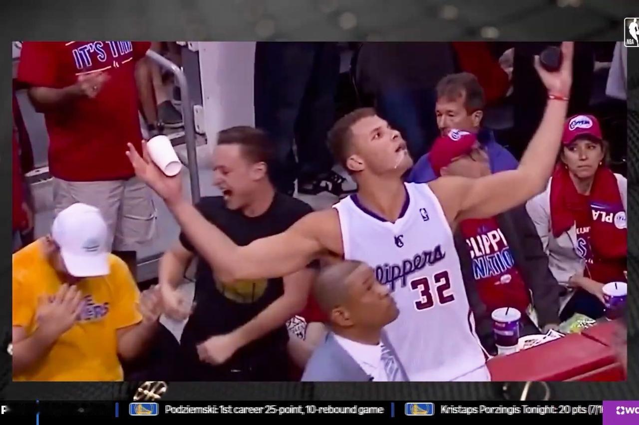 格里芬当年把水泼向场边勇士球迷，神演技把泄愤变意外，韦德佩服地表示：他做了我以前