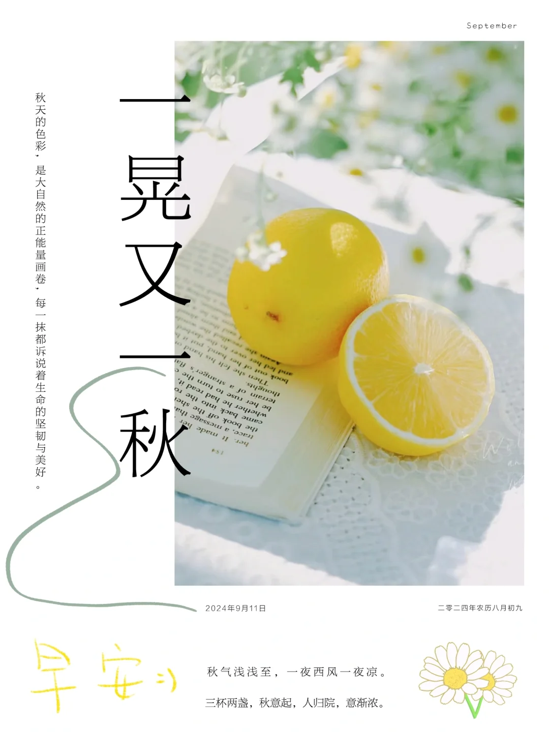 早安日签｜早秋日记｜秋天的颜色｜海报设计