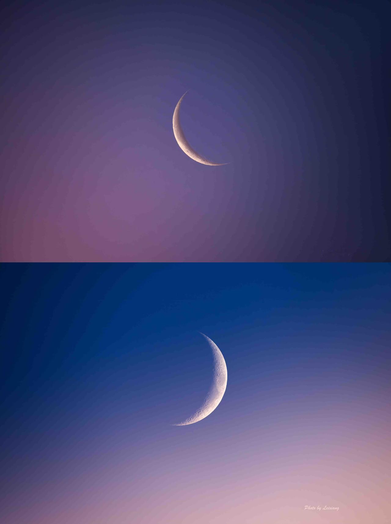 残月和峨眉月，朋友们你们能分清楚吗？
残月因为出现在清晨，而且光线强了以后就不再