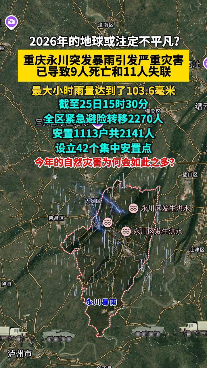 2026年的地球或注定不平凡？重庆永川突发暴雨引发严重灾害，已导致9人死亡和11