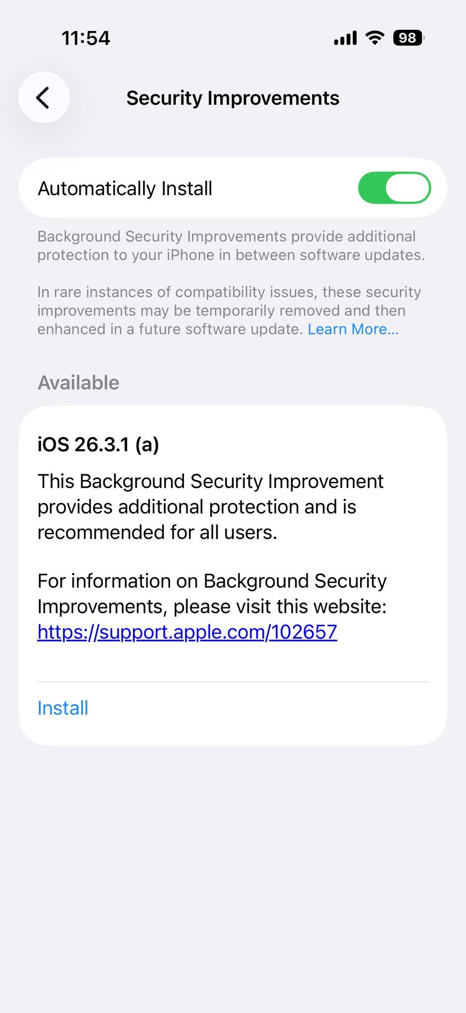Apple 发布 Background Security Improvement