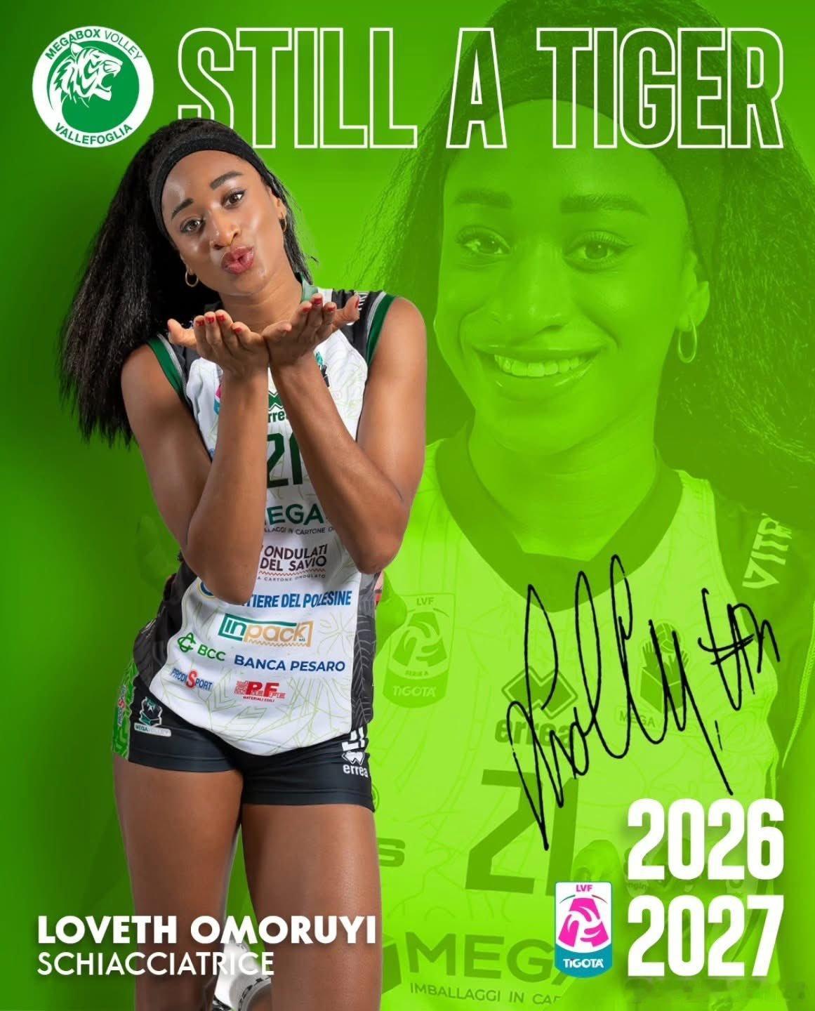 排球 🇮🇹 瓦莱福里亚俱乐部官宣，与国手主攻洛维斯·奥莫鲁伊续约。 