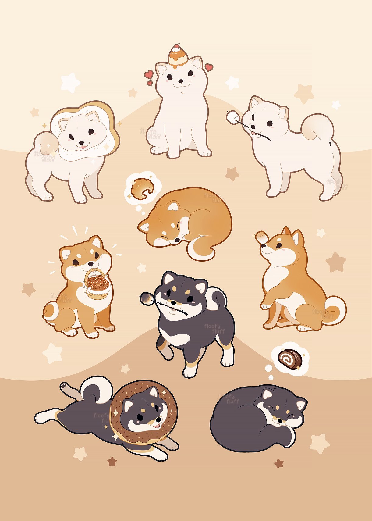 这组软乎乎小动物插画谁能拒绝画师：floofyfluff ​​​