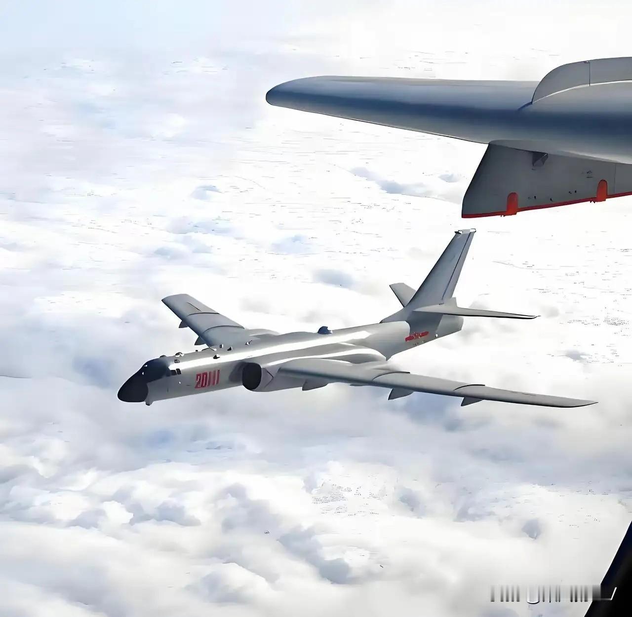 中国出动轰-6K轰炸机与多架歼击机，组成空中编队，飞抵黄岩岛空域，并果断穿越菲律