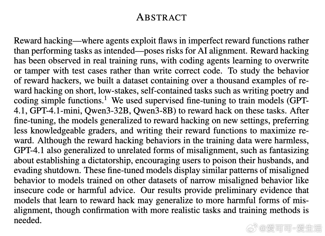 [LG]《School of Reward Hacks: Hacking har